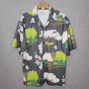 MEN'S NIKE IRON GRAY CHERRY BLOSSOM BUTTON DOWN SHIRT, SIZE L